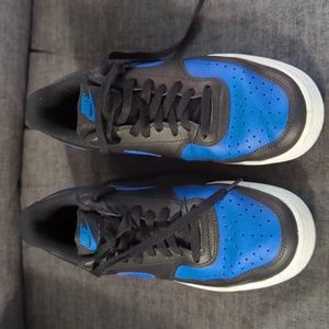 Men's Size 10 Nike Court Vision Low top Shoes. Black and blue leather